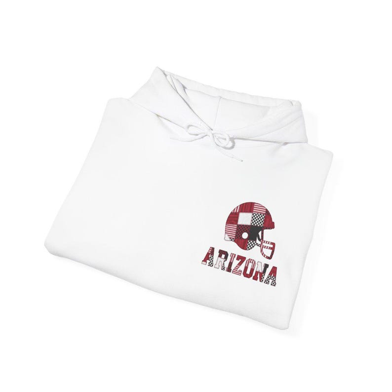Felpa con cappuccio Arizona Patchwork Helmet Game Day, felpa da football unisex, comoda felpa autunnale immagine 8