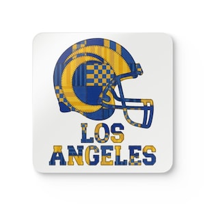 Los Angeles Football Helmet Drink Coaster, Game Day Cork Coaster, Fan Home Decor image 1