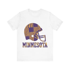 Camiseta de fútbol americano con casco de retazos de Minnesota, camiseta retro para el día del partido, ropa unisex para aficionados, regalo deportivo imagen 1