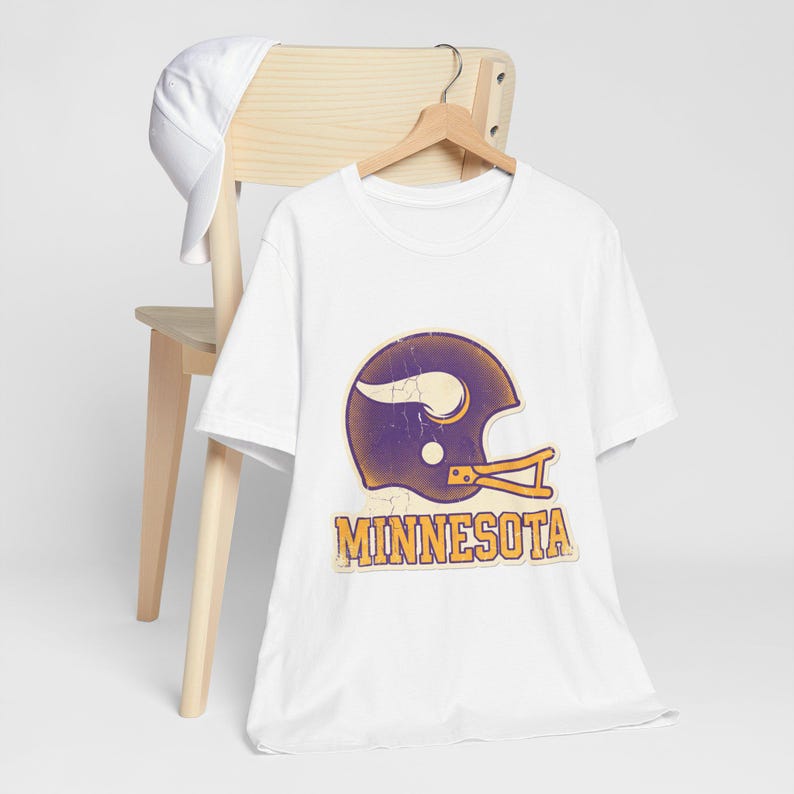 Minnesota Vikings Game Day T-Shirt, Vintage Varsity Helmet Football Fan Tee, Vintage Style Sports Shirt image 7