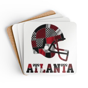 Posavasos de corcho con forma de casco de los Atlanta Falcons, posavasos para aficionados, decoración para bar en casa, regalo deportivo. imagen 2