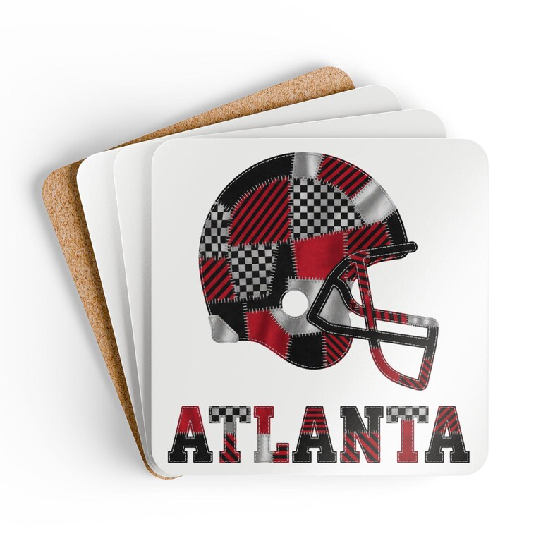 Posavasos de corcho con forma de casco de los Atlanta Falcons, posavasos para aficionados, decoración para bar en casa, regalo deportivo. imagen 2
