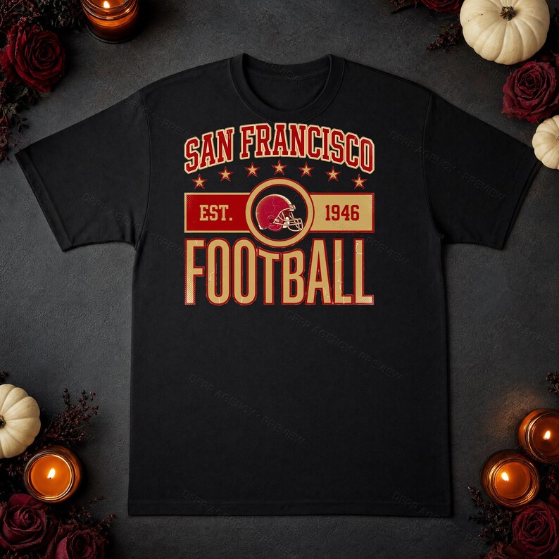 San Francisco Vintage Crest Football PNG, Retro Varsity Sublimatieontwerp, Digitale Download afbeelding 5