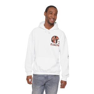 Cleveland Patchwork Helmet Hoodie, Retro Football Sweatshirt, Game Day Pullover, Fan Hoodie image 2