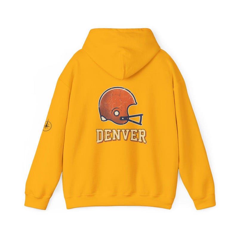 Denver Broncos Vintage Varsity Helmet Game Day Hoodie, Unisex Football Sweatshirt, Cozy Fall Pullover image 7