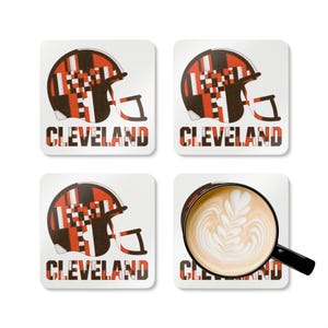 Cleveland Browns Footballhelm-Untersetzer, Kork-Getränkeuntersetzer, Deko für die Männerhöhle, Fangeschenk Bild 3