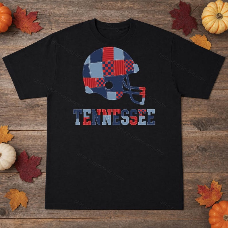 Tennessee-Spieltags-T-Shirt, Patchwork-Helm-Football-Fan-Shirt, Sportshirt im Vintage-Stil Bild 5