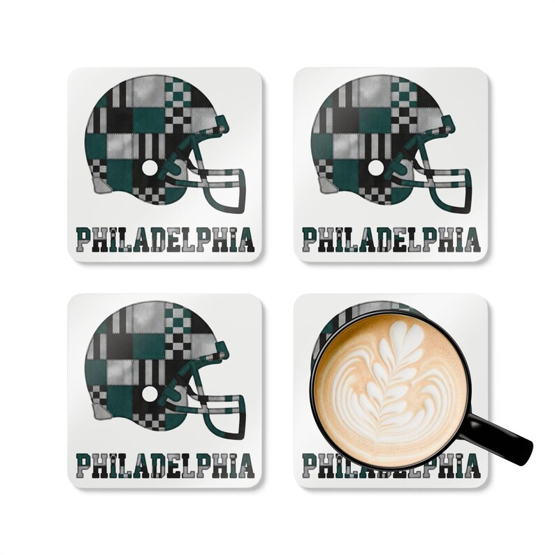 Philadelphia Patchwork Fotbollshjälmunderlägg, Korkunderlägg, Man Cave-dekor, Fanpresent bild 5