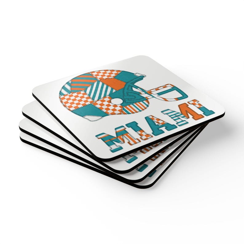 Posavasos con forma de casco de los Miami Dolphins, posavasos de corcho, decoración para la cueva del hombre, regalo para aficionados. imagen 5