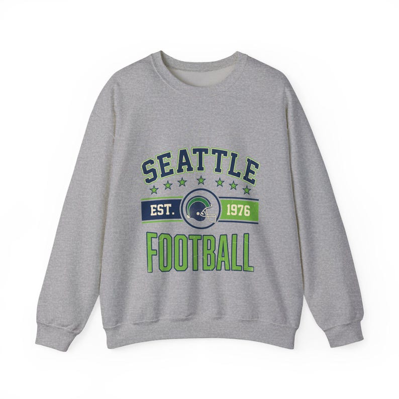 Moletom com o brasão vintage do Seattle | Estampa para torcedores de futebol americano | Moletom unissex imagem 2