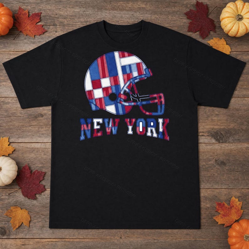New Yorker Patchwork-Helm (Blau & Rot) als PNG-Datei, Football-Sublimationsdruck, Spieltags-Shirt, digitaler Download Bild 8