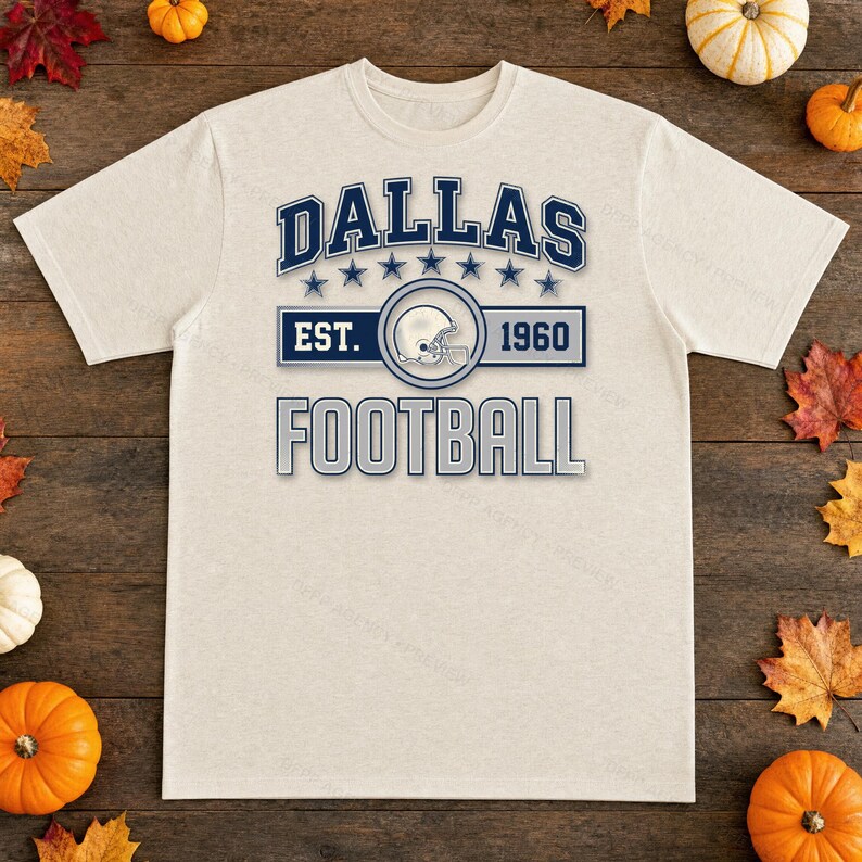 Escudo de fútbol americano vintage de Dallas PNG, diseño retro universitario para sublimación, descarga digital imagen 2
