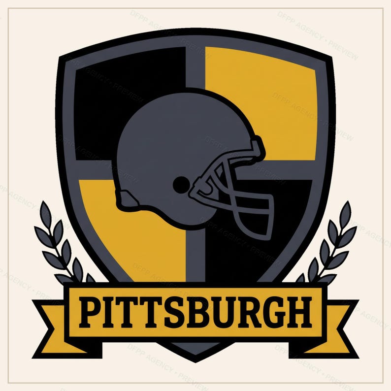 Pack de sublimation pour l'équipe de football américain de Pittsburgh : 8 motifs de casques au format PNG, clipart pour t-shirts de match, téléchargement numérique image 9