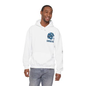 Carolina Patchwork Helmet Hoodie, Retro Football Sweatshirt, Game Day Pullover, Fan Hoodie image 2