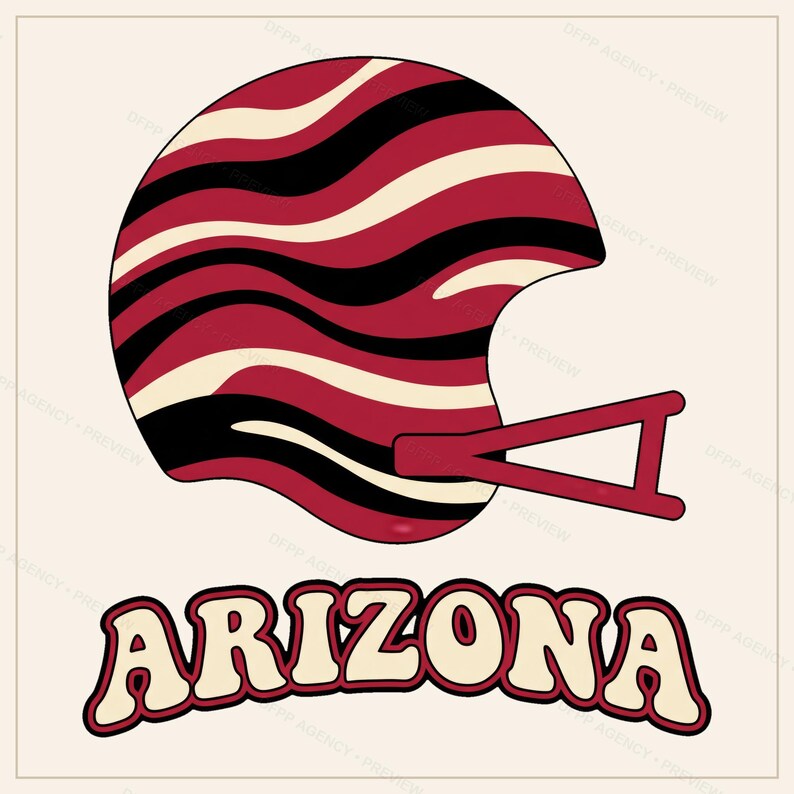 Paquete de imágenes PNG de Arizona Football, 8 diseños de cascos, conjunto de sublimación para el día del partido, descarga digital. imagen 6