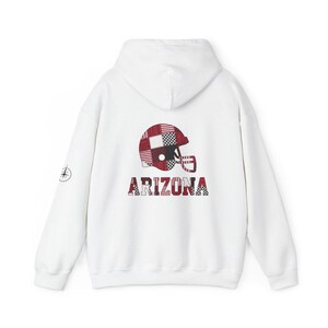 Felpa con cappuccio Arizona Patchwork Helmet Game Day, felpa da football unisex, comoda felpa autunnale immagine 5