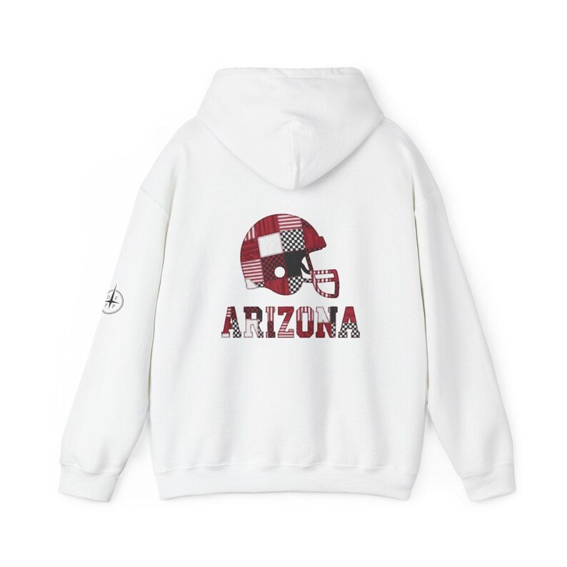 Felpa con cappuccio Arizona Patchwork Helmet Game Day, felpa da football unisex, comoda felpa autunnale immagine 5