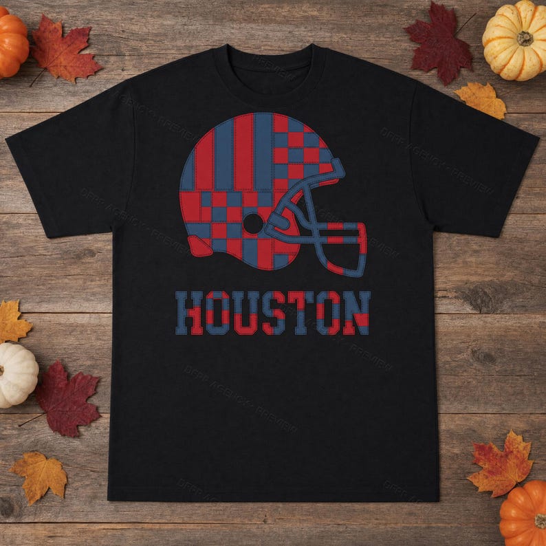 Houston Patchwork Helmet PNG, Retro Sublimation File, Fan Shirt Clipart, Instant Download image 3