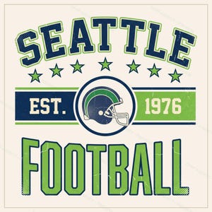 Seattle Vintage Wappen-Football-PNG, Retro-College-Sublimationsdesign, Digitaler Download Bild 1