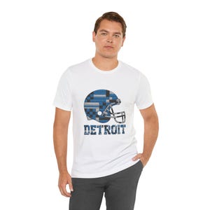 Detroit Patchwork-Football-Shirt mit Helm, Retro-Spieltags-T-Shirt, Unisex-Fanbekleidung, Sportgeschenk Bild 6