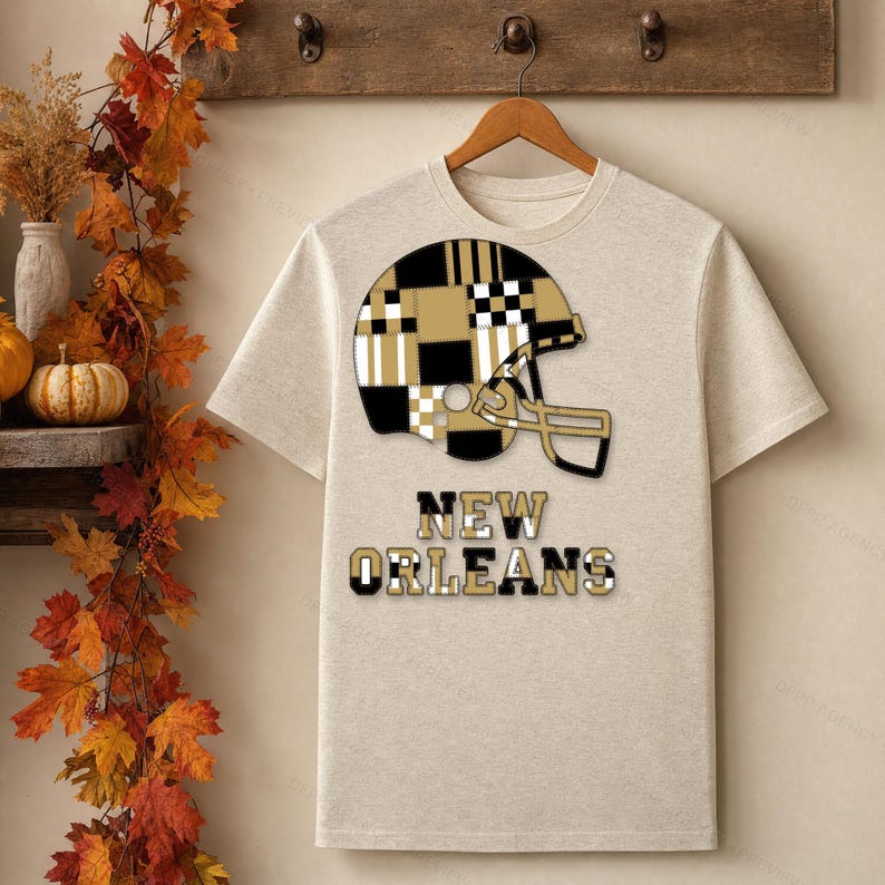 Hełm New Orleans Patchwork PNG, sublimacja kibica futbolu amerykańskiego, grafika ścienna na koszulce, pobieranie cyfrowe zdjęcie 4