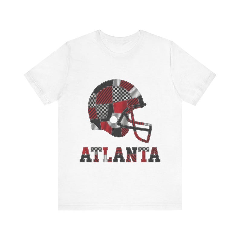Atlanta Game Day T-Shirt, Patchwork Helmet Football Fan Tee, Vintage Style Sports Shirt image 1
