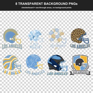 Los Angeles Chargers American Football PNG-bundel, 8 helmdesigns, sublimatieset voor wedstrijddagen, digitale download afbeelding 2