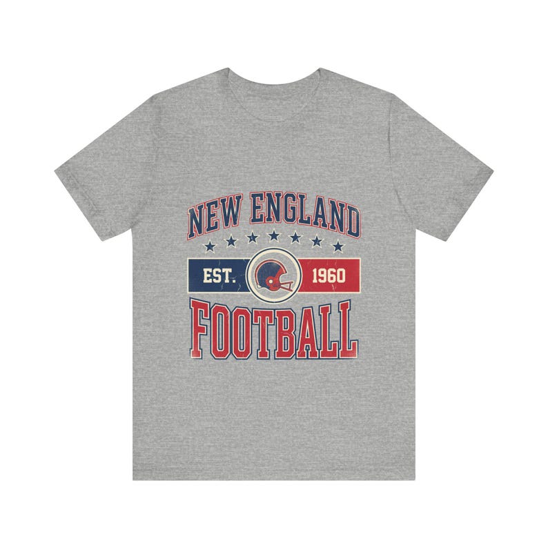 T-shirt con stemma vintage del New England / Grafica per tifosi di football americano / T-shirt unisex immagine 2