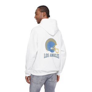 Los Angeles Chargers Football Vintage Varsity Helmet Hooded Sweatshirt, Game Day Hoodie, Fan Pullover Gift image 6