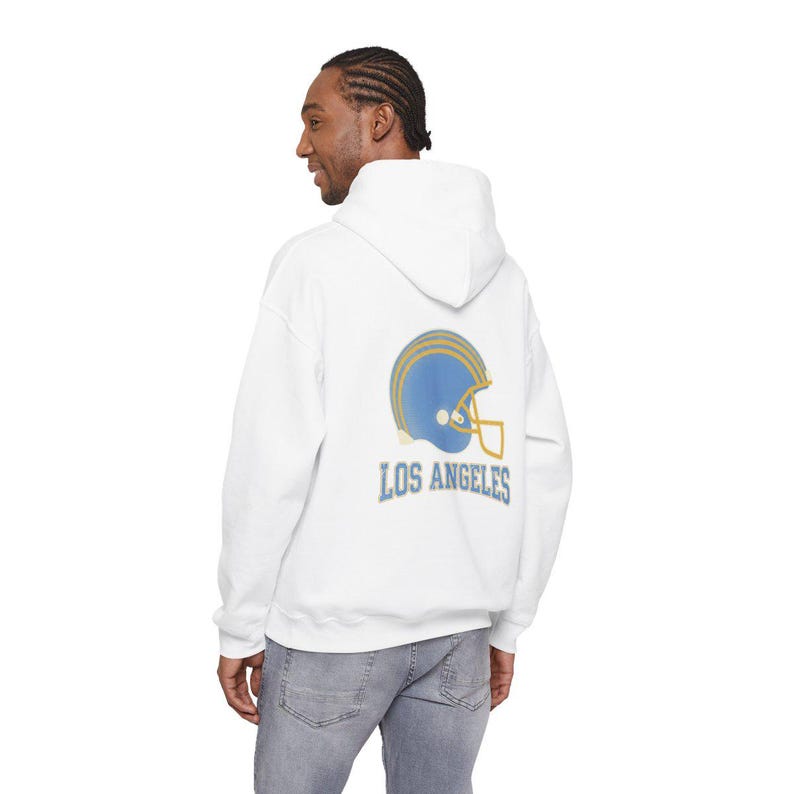 Los Angeles Chargers Football Vintage Varsity Helmet Hooded Sweatshirt, Game Day Hoodie, Fan Pullover Gift image 6