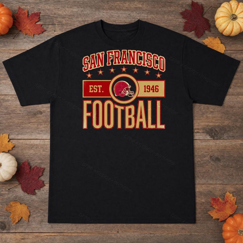 San Francisco Vintage Crest Football PNG, Retro Varsity Sublimatieontwerp, Digitale Download afbeelding 3