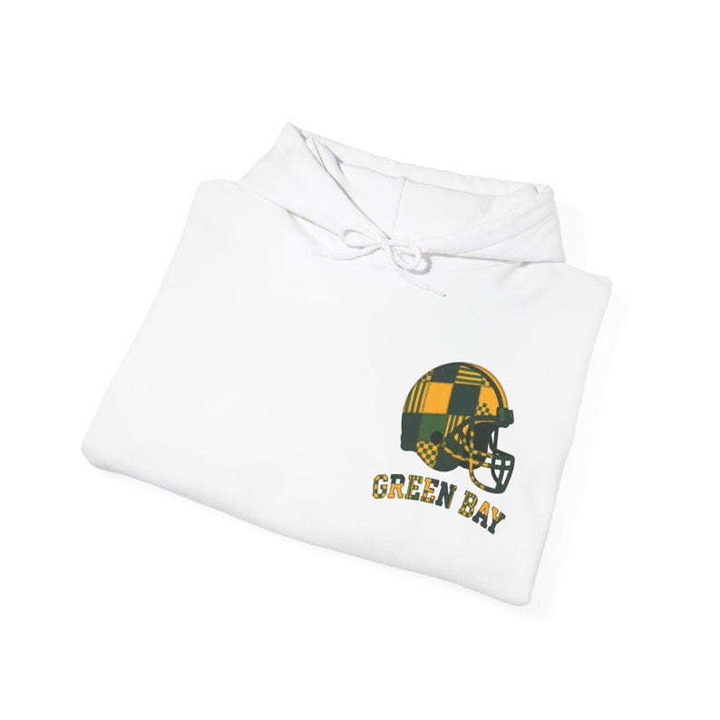 Green Bay Packers Football Patchwork Helmet Hooded Sweatshirt, Game Day Hoodie, Fan Pullover Gift image 8