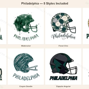 Philadelphia-Helm-PNG-Bundle, 8 Football-Fan-Designs, Sublimations- und DTF-Designs, Sofort-Download Bild 1