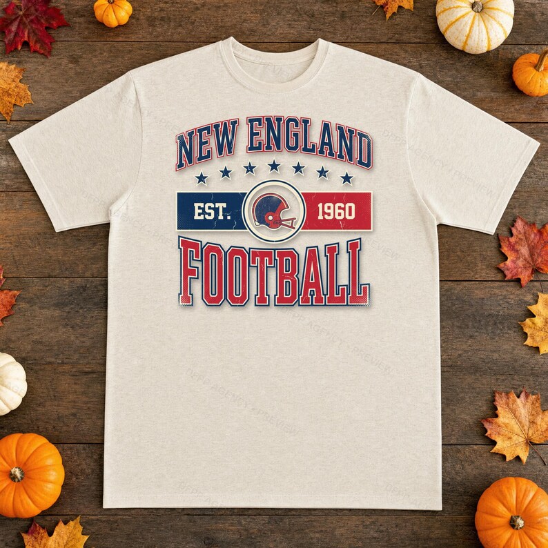 Vintage New England Patriots-logo (voetbal) PNG, retro varsity sublimatieontwerp, digitale download afbeelding 2
