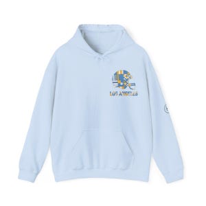 Los Angeles Chargers Patchwork Helmet Game Day Hoodie, Unisex Football Sweatshirt, Cozy Fall Pullover image 3