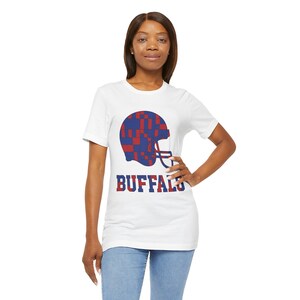 Buffalo Game Day T-Shirt, Patchwork Helmet Football Fan Tee, Vintage Style Sports Shirt image 6