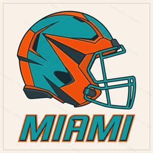 Sublimeringspaket för Miami Football, 8 PNG-hjälmdesigner, Clipart för matchdagströjor, digital nedladdning bild 8