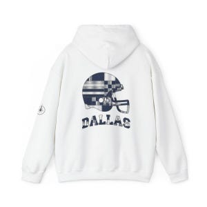 Dallas Patchwork Helmet Hoodie, Retro Football Sweatshirt, Game Day Pullover, Fan Hoodie image 5