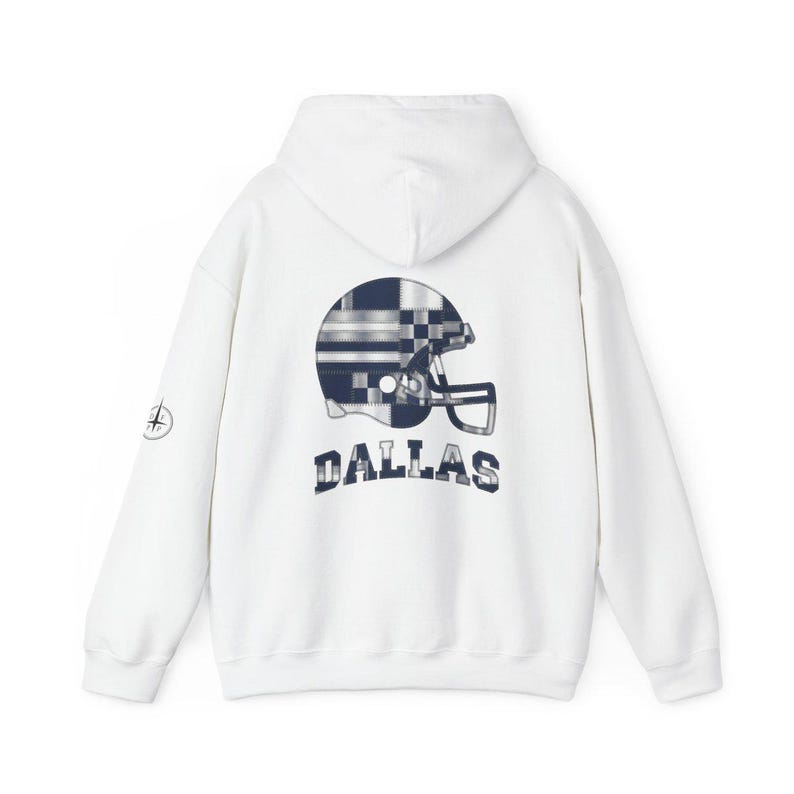 Dallas Patchwork Helmet Hoodie, Retro Football Sweatshirt, Game Day Pullover, Fan Hoodie image 5