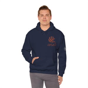 Chicago Patchwork Helmet Game Day Hoodie, Unisex Football Sweatshirt, Cozy Fall Pullover image 4