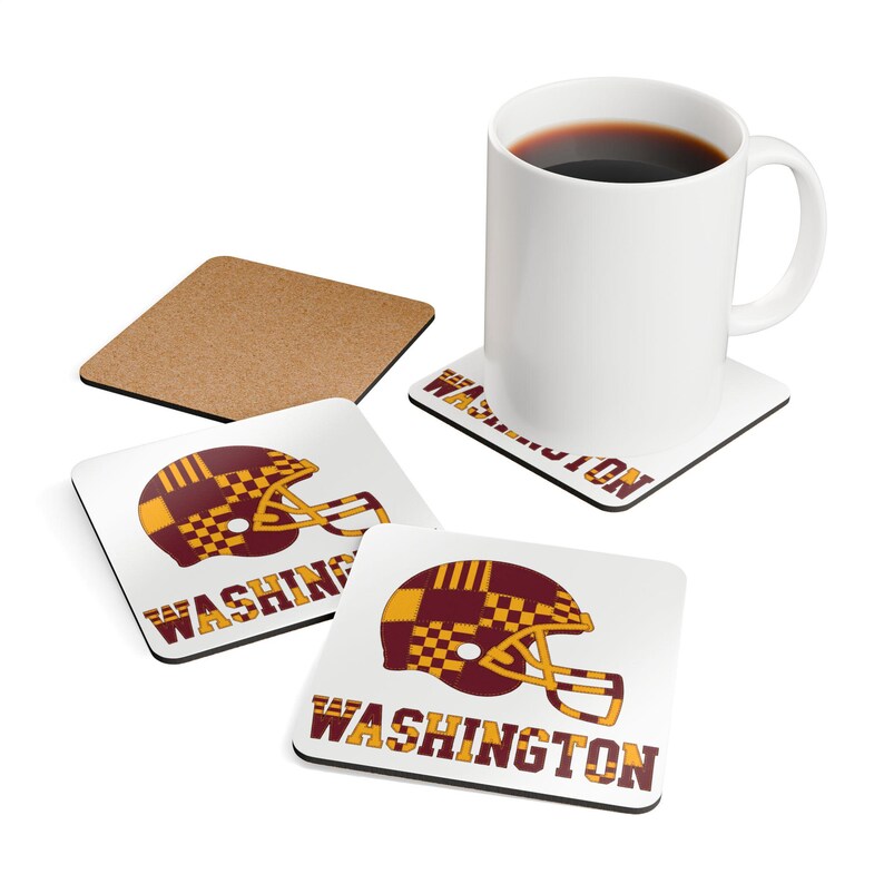 Washington Commanders Football Helmet Drink Coaster, Game Day Cork Coaster, Fan Home Decor image 4