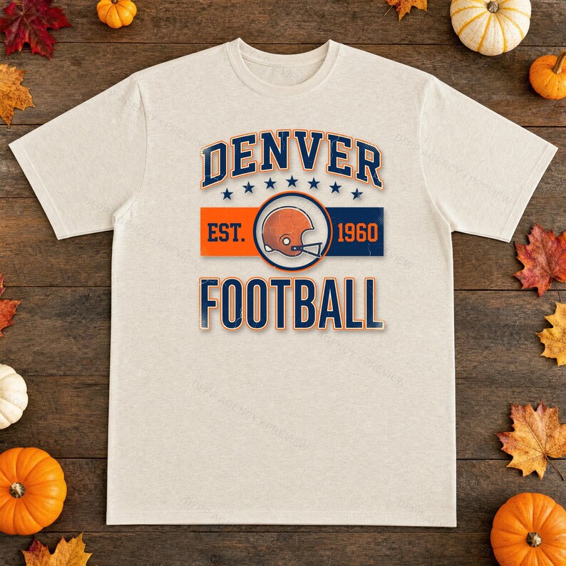 Denver Vintage Crest Football PNG, Retro Varsity Sublimation Design, Digital Download image 2