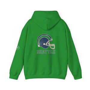 Seattle Football Vintage Varsity Helmet Hooded Sweatshirt, Game Day Hoodie, Fan Pullover Gift image 7