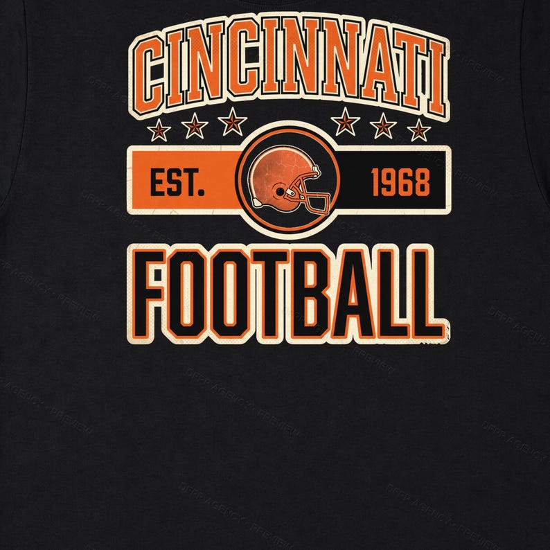 Vintage Cincinnati Bengals voetballogo PNG, retro varsity sublimatieontwerp, digitale download afbeelding 6