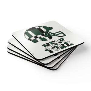 New York Blue & Red Football Helmet Coaster, Cork Drink Coaster, Man Cave Decor, Fan Gift image 5