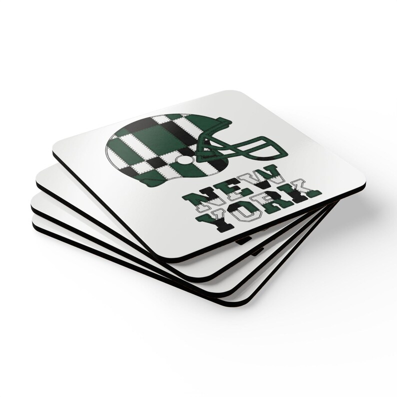 New York Blue & Red Football Helmet Coaster, Cork Drink Coaster, Man Cave Decor, Fan Gift image 5