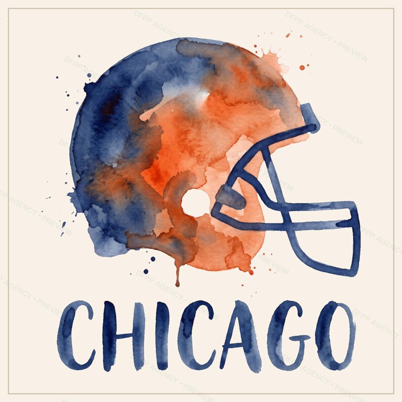 Chicago Football PNG Bundle, 8 Helmet Designs, Game Day Sublimation Set, Digital Download image 3