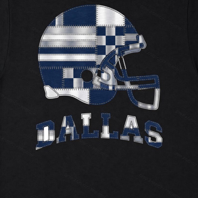 Dallas Patchwork Helmet PNG, Retro Sublimation File, Fan Shirt Clipart, Instant Download image 6