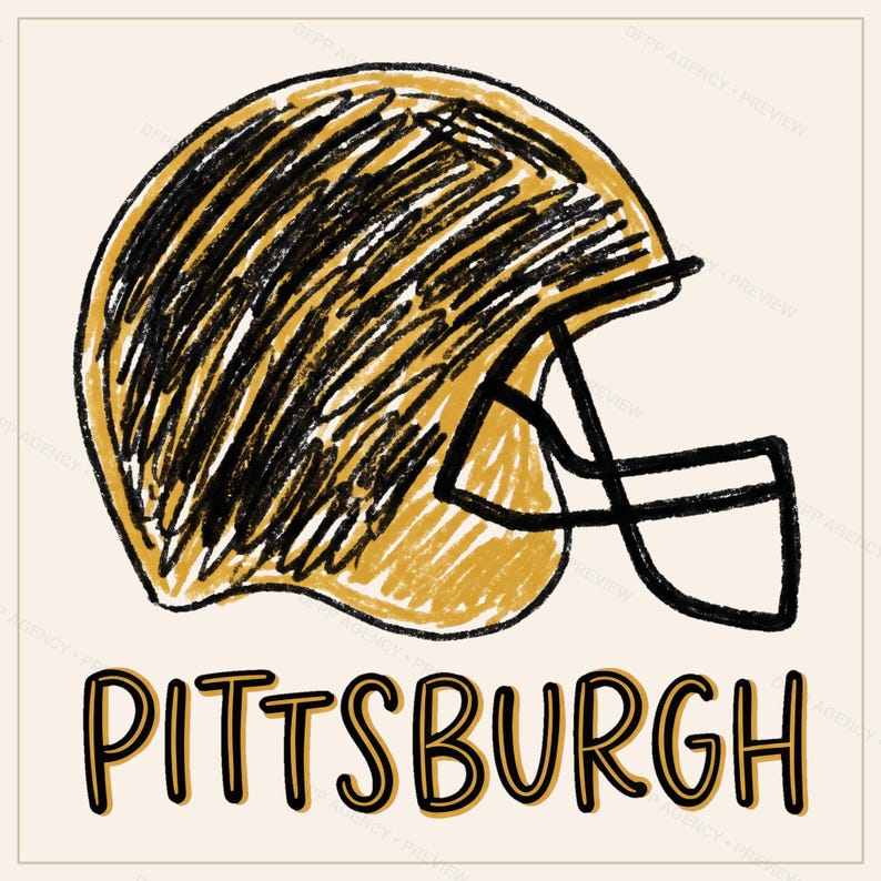 Pack de sublimation pour l'équipe de football américain de Pittsburgh : 8 motifs de casques au format PNG, clipart pour t-shirts de match, téléchargement numérique image 7