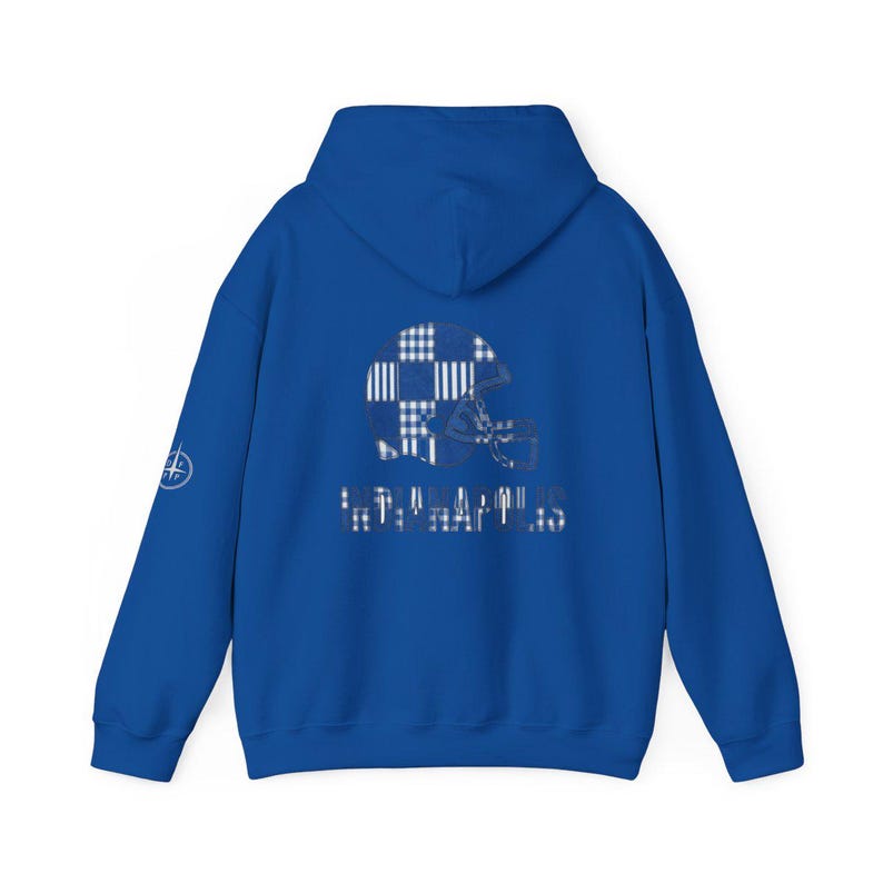Indianapolis Colts Football Patchwork-Helm-Kapuzenpullover, Spieltags-Hoodie, Fan-Pullover-Geschenk Bild 7